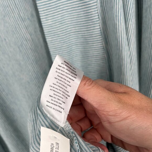 Poetry Oversized Knit Open Front Long Cardigan Size 16/18 Green Blue Linen Lagen - Picture 9 of 13